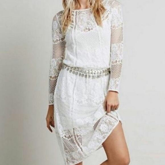 NWT Free People White Luna Lace Sheer Large Dress - Picture 5 of 10